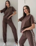 Дамски спортен комплект Памук Тениска + Долнище с лента L-XL |, снимка 2