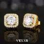 Обеци на винт VEXXS от сребро 925 с 5A цирконии и златно покритие, снимка 4