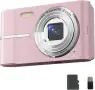Компактен Ретро Дигитален Фотоапарат Panruia AuraCam (4K, 50MP, 16x Zoom, 32GB Карта, Розов)  , снимка 1