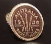 Сребърен пръстен проба 925,реставрирана оригинална австралийска монета