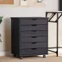 vidaXL Шкаф с чекмеджета на колелца MOSS, сив, бор масив, снимка 2