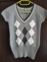 модерно еластично сиво пуловерче с ромбоиди , снимка 1 - Блузи с дълъг ръкав и пуловери - 42101609