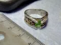 КЛАСИЧЕСКИ РЕТРО АРТ СКЪПОЦЕНЕН СРЕБЪРЕН ПРЪСТЕН СРЕБРО 925 с ФАСЕТИРАНИ ОЛИВИН и ЦИРКОНИ 66177, снимка 8