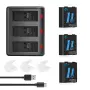 KUNLUN Hero 12/11/10/9 батерии 3 броя + 3-канално USB зарядно 1800mAh, снимка 1