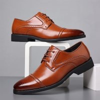 Мъжки официални обувки с връзки Brogues Derbys Oxford, 40, снимка 4 - Официални обувки - 44217960