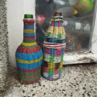 Ръчно плетени шишета за декорация , снимка 6 - Декорация за дома - 38978105