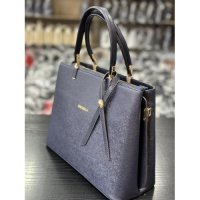 Черна дамска чанта за рамо D i a r d i черен/син цвят "лукс" , снимка 1 - Чанти - 44329003