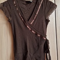 Кафява къса, прозрачна, елегантна, кафява блуза, снимка 1 - Корсети, бюстиета, топове - 39568487