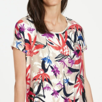 ИЗКЛЮЧИТЕЛНО КРАСИВА блуза с флорална щампа, снимка 1 - Тениски - 44523421