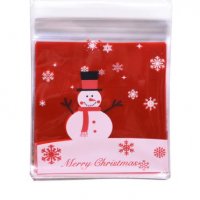  50 бр Снежен човек Коледни новогодишни опаковъчни пликчета торбички за дребни сладки и подаръци, снимка 3 - Други - 26658068