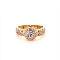 Златен дамски пръстен 2,99гр. размер:54 14кр. проба:585 модел:16698-3, снимка 1 - Пръстени - 40660452