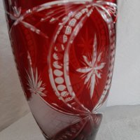Червен кристал ваза , снимка 2 - Вази - 39094683