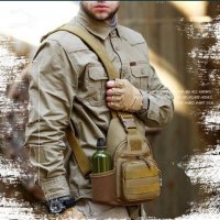 мъжка чанта тактическа за гърди+джоб за вода+USB зареждане военна, снимка 7 - Чанти - 42102008