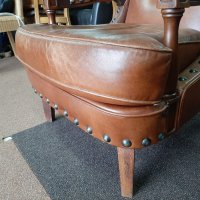 Ретро кресло естествена кожа внос от Холандия , снимка 15 - Дивани и мека мебел - 40253214