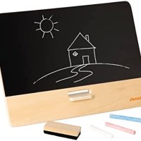 Нова Свободностояща черна дъска Janod дървена играчка писане рисуване, снимка 1 - Образователни игри - 40739022