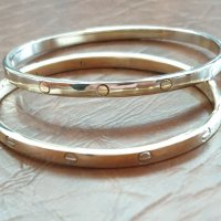 Златни твърди гривни и пръстени 14К Пирон  тип белезник, снимка 15 - Гривни - 27273275