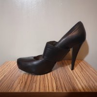Нови черни кожени обувки на ток 38 номер, снимка 7 - Дамски елегантни обувки - 29214318