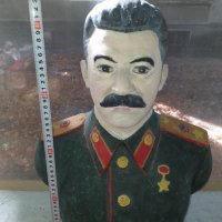 Голям гипсов бюст на Сталин рисуван с маслени бои, снимка 6 - Антикварни и старинни предмети - 42880371