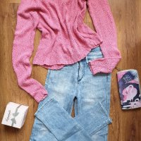 Розова блузка с отворен гръб, снимка 2 - Блузи с дълъг ръкав и пуловери - 29156272