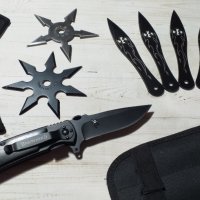 Нож , комплект от 4 остриета и Японски звезди, снимка 1 - Ножове - 42763729