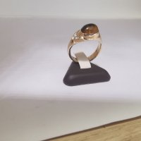 Златен пръстен с тигрово око , снимка 4 - Пръстени - 33719601