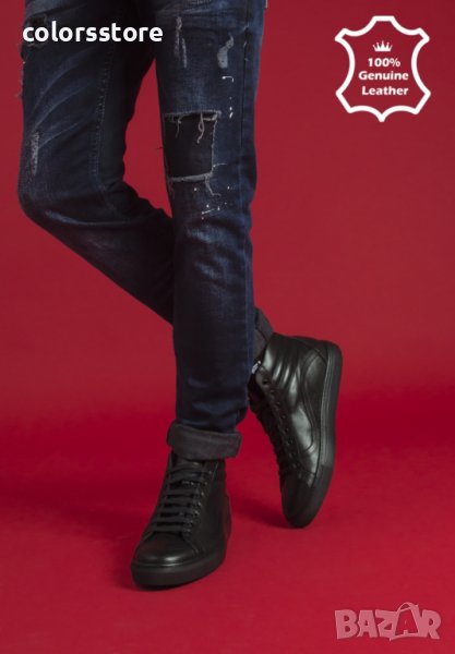  Мъжки боти - черна ЕСТЕСТВЕНА кожа - 7282, снимка 1