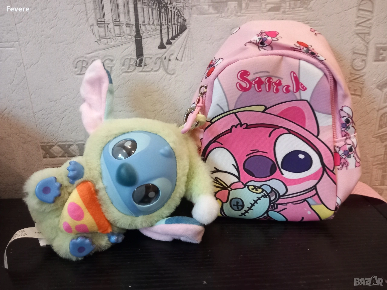 Раница Стич, лабубу стич и диадема, снимка 1