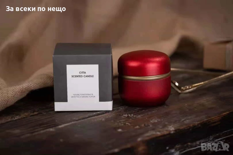 Ароматна свещ в метална кутийка с декорация, 4 аромата Код P1340, снимка 1