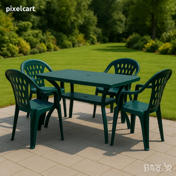 Градински комплект - маса + 4 стола, снимка 1