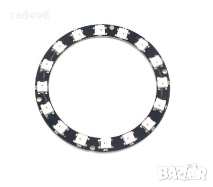 WS2812B LED модул с 16 светодиода, 5050, RGB, WS2812, голям пръстен, Ардуино / Arduino, снимка 1