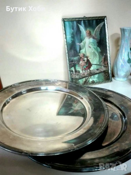 Старинни посребрени маркирани  плата, снимка 1