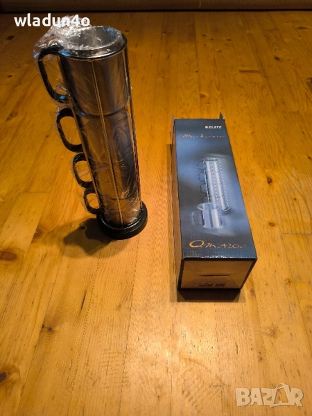 НОВ Комплект стоманени чаши със стойка-28лв, снимка 1