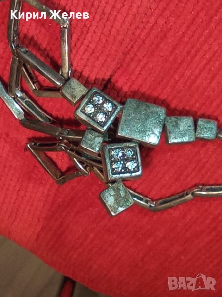 АРИСТОКРАТИЧНО СРЕБЪРНО АРТ КОЛИЕ СРЕБРО 925 Част От КОМЛЕКТ ИНКРУСТИРАНО с ФАСЕТИРАНИ ЦИРКОНИ 33154, снимка 1