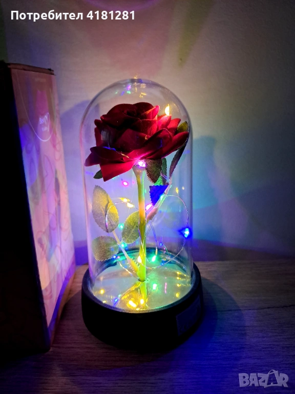 Вечна роза със LED осветление ( Свети Валентин/8 март), снимка 1