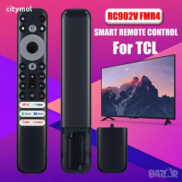 Дистанционно управление за Smart TV TCL RC902V FMR4, гласова функция, Netflix, YouTube, TCL Channel,, снимка 1