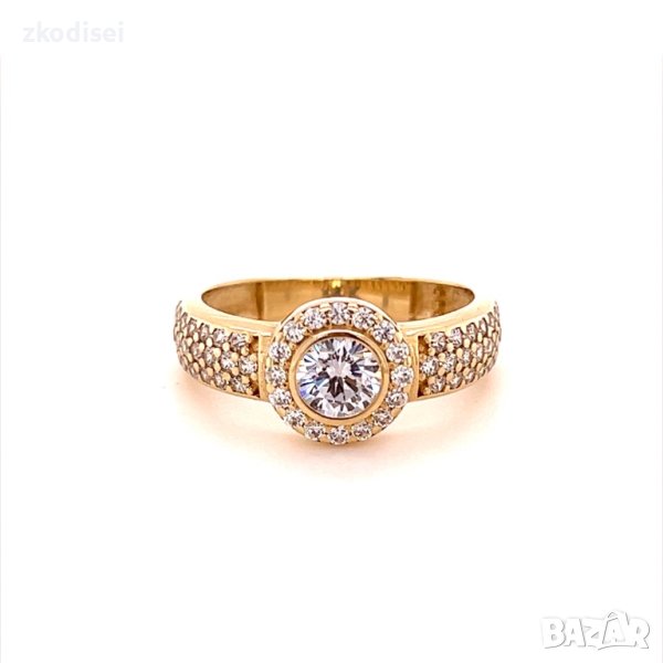 Златен дамски пръстен 2,99гр. размер:54 14кр. проба:585 модел:16698-3, снимка 1