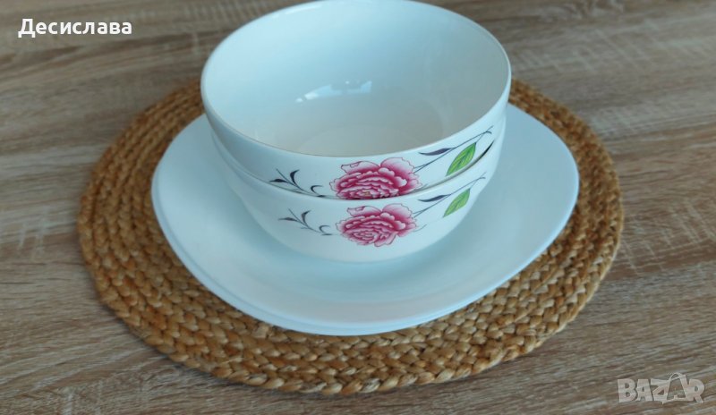 Два двойни сета дълбока купа и дълбока чиния, снимка 1