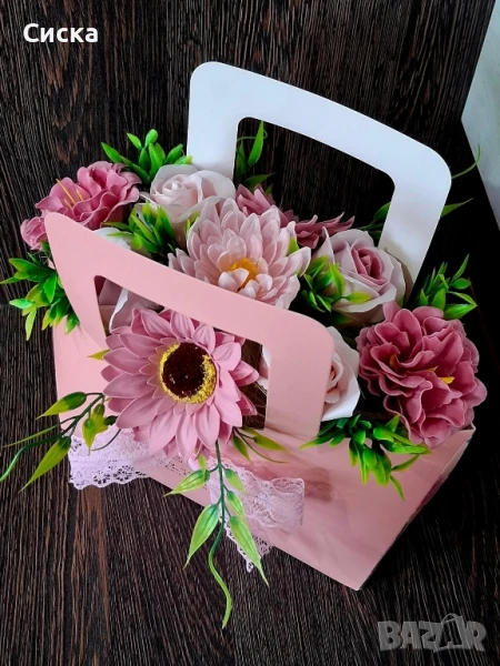 Чанти със сапунени цветя от пластичен сапун в розово и пепел от рози за вашите специални поводи🌸, снимка 1