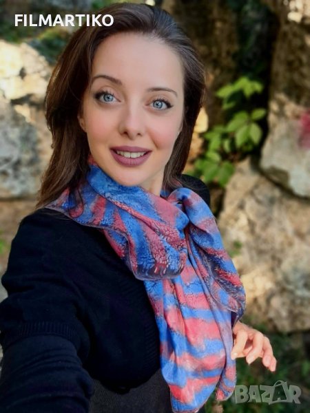 Ръчно рисуван копринен шал "HYPNOTIC", снимка 1