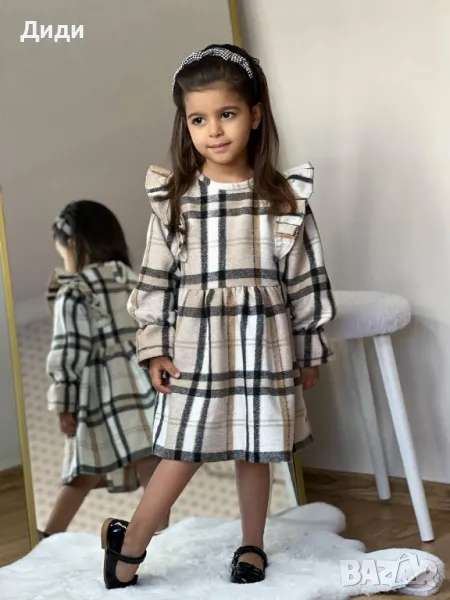 Рокля с дълъг ръкав каре, снимка 1