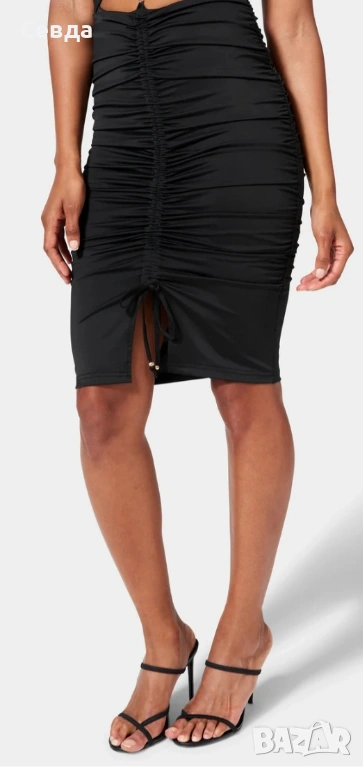 Черна пола с висока талия, размер XS, снимка 1