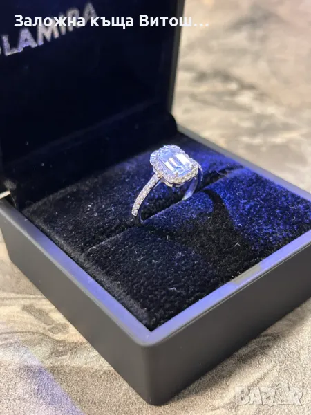 Златен пръстен със бял циркон Glamira 2.9гр. 18 карата бяло злато, снимка 1