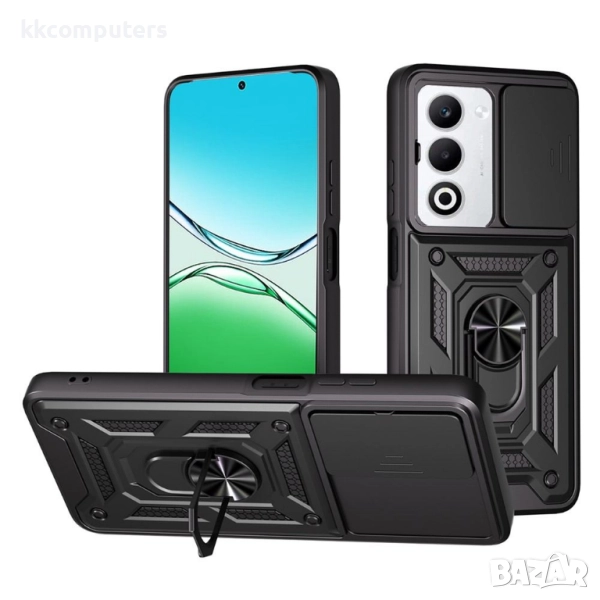 Oppo A5 5G калъф със слайд капак за камера и стойка – PC + TPU, 7 цвята, снимка 1