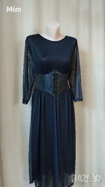 NEW WEAR 2XL /3XL Черна еластична рокля с воал, снимка 1