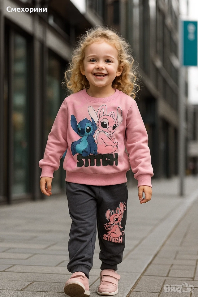 Детски комплекти Стич, памук и ликра, за момиченца от 3г до 8г , снимка 1
