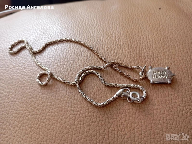 Сребърен синджир с със костенурка сребърен амулет носещ щастие костенурка 🐢, снимка 1