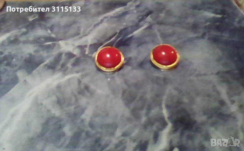 Кръгли обеци с клипс ,червени , снимка 1