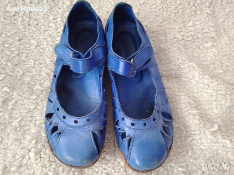 Страхотен син цвят обувки естествена кожа , снимка 1