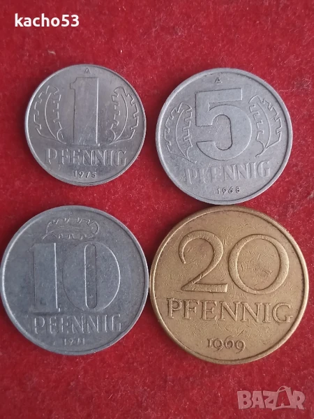 1,5,10,20 пфенига - ГДР, снимка 1