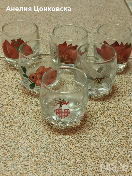 Стъклени чашки с коледен декупаж , снимка 1